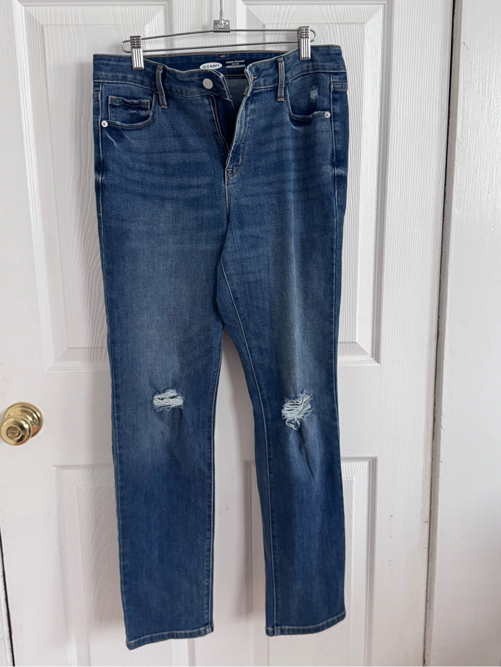 Old Navy Women's Skinny Distressed Jeans - Dark Blue